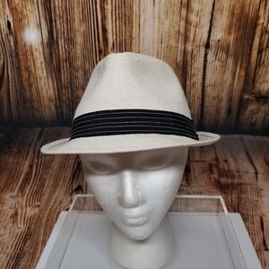 Stetson All American Linen Unisex Fedora Small/Medium Cream With Black Band